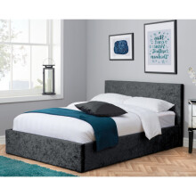 Beda King Size Fabric Ottoman - Black Crushed Velvet