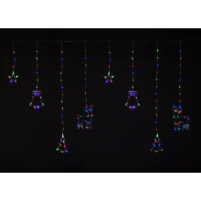 Christmas Decorations Curtain Lights 2x1.2m Star Bell Reindeer 175 LED CL10058