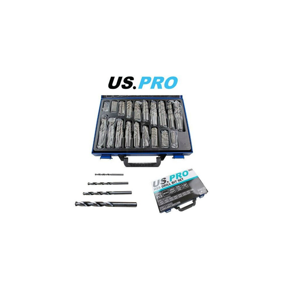 US PRO Tools 170 Piece HSS Metric Drill Bits Set 1 - 10mm 2662