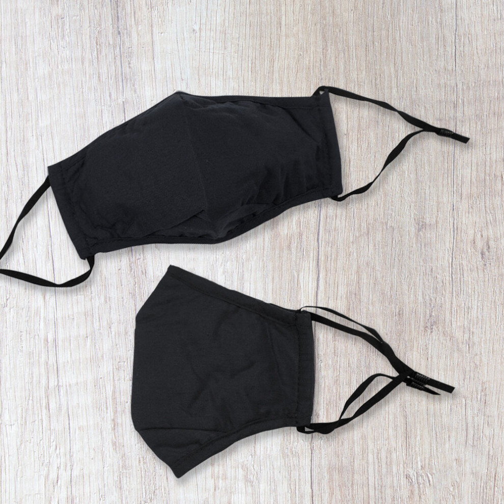 Fashionable Fabric Black Plain Face Mask Durable & Reusable Cotton Face Masks 5060461206316