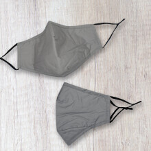 Grey Plain Cotton Face Mask: Reusable, Double-Layer, Adjustable Ear Loops, Breathable & Washable