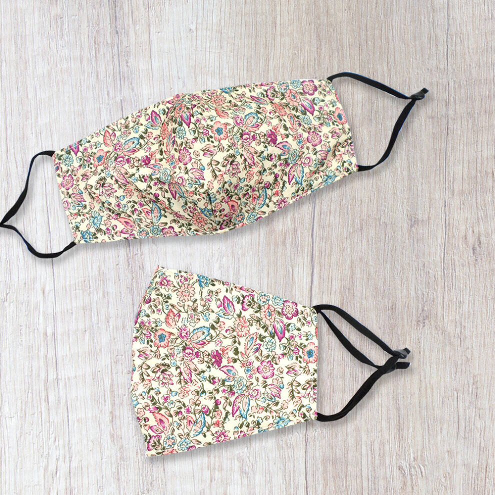 Fashionable Fabric Neutral Ditsy Print Face Mask Durable & Reusable Cotton Face Masks 5060461206422