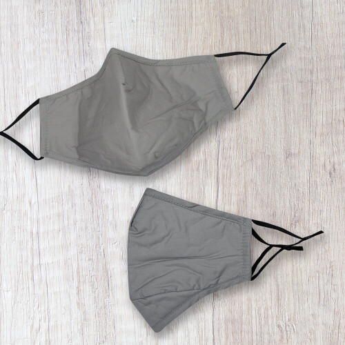 Grey Plain Cotton Face Mask: Reusable, Double-Layer, Adjustable Ear Loops, Breathable & Washable 1