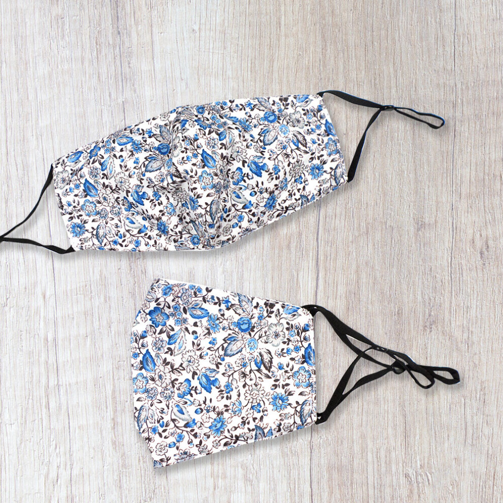 Fashionable Fabric Blue Ditsy Print Face Mask Durable & Reusable Cotton Face Masks 5060461206415