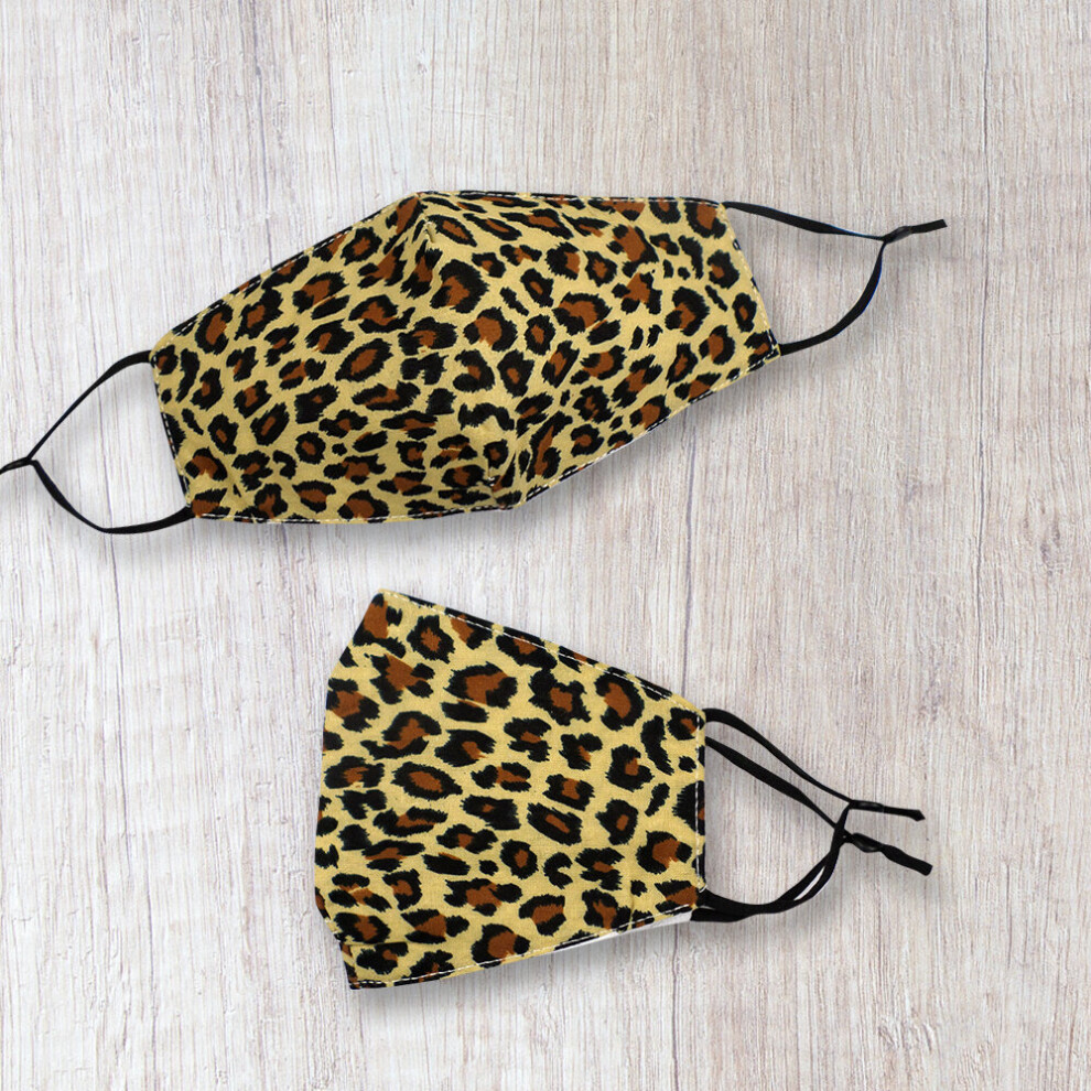 Fashionable Fabric Honey Leopard Print Face Mask Durable & Reusable Cotton Face Masks 5060461206385