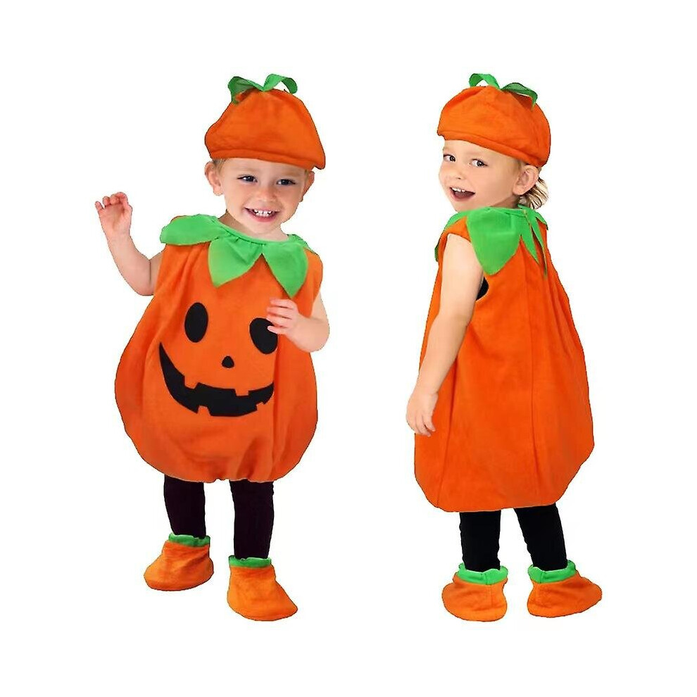 (110) Kids Pumpkin Costume Halloween Outfits Fancy Dress For Party Cosplay