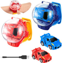 (Blue) Cartoon Watch Remote Control Car Toy USB Charging