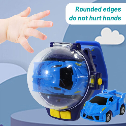 (Blue) Cartoon Watch Remote Control Car Toy USB Charging 1