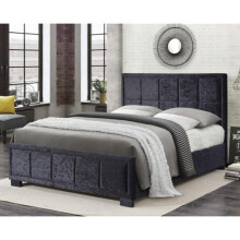 Harrison Double Bed-Black Crushed Velvet