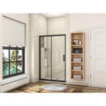 (1700mm) Black Frame Sliding Shower Door Enclosure Glass