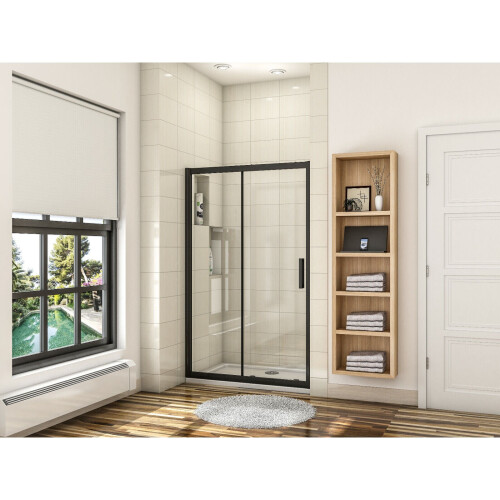 (1700mm) Black Frame Sliding Shower Door Enclosure Glass