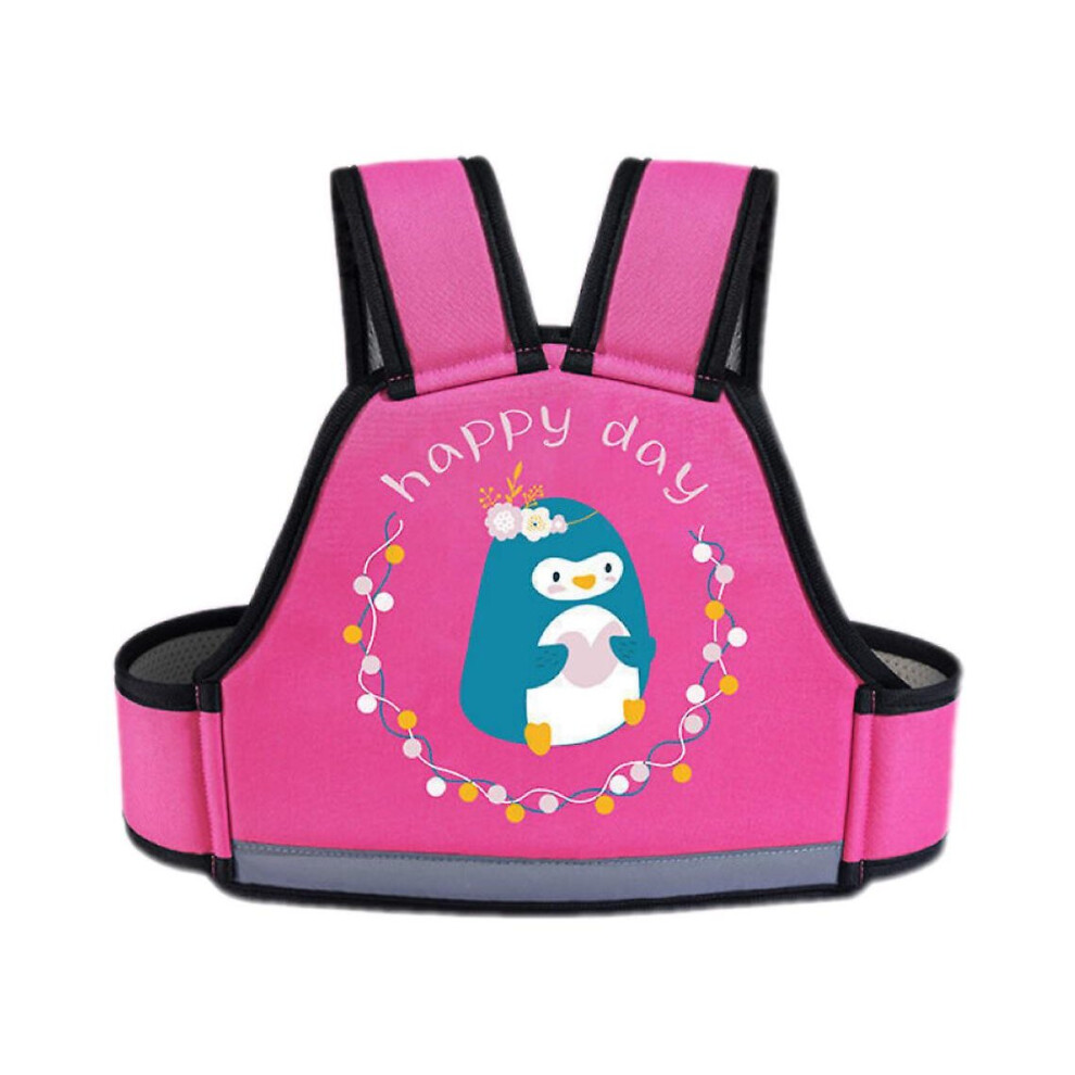 ( A) Child Bike Safety Belt Motorcycle Seat Belt Breathable Adjustable Baby Harness Pink