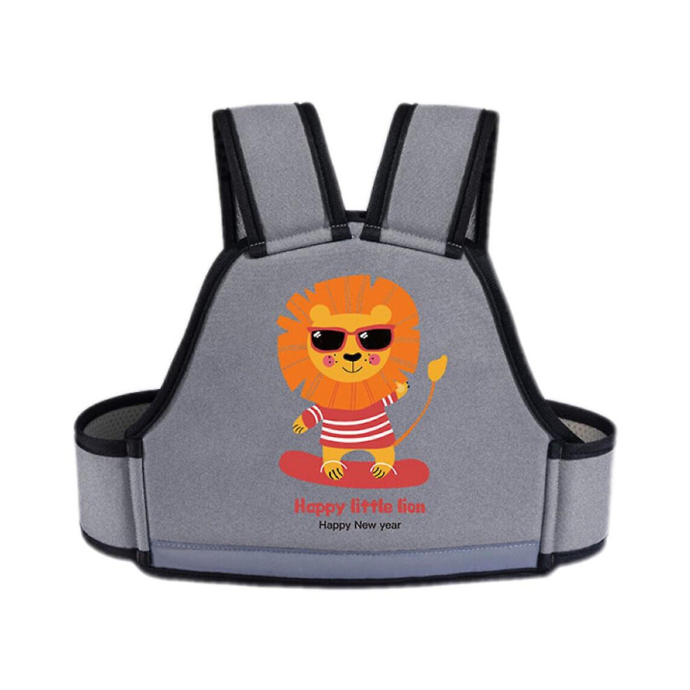 (Gray) Child Bike Safety Belt Motorcycle Seat Belt Breathable Adjustable Baby Harness Grey