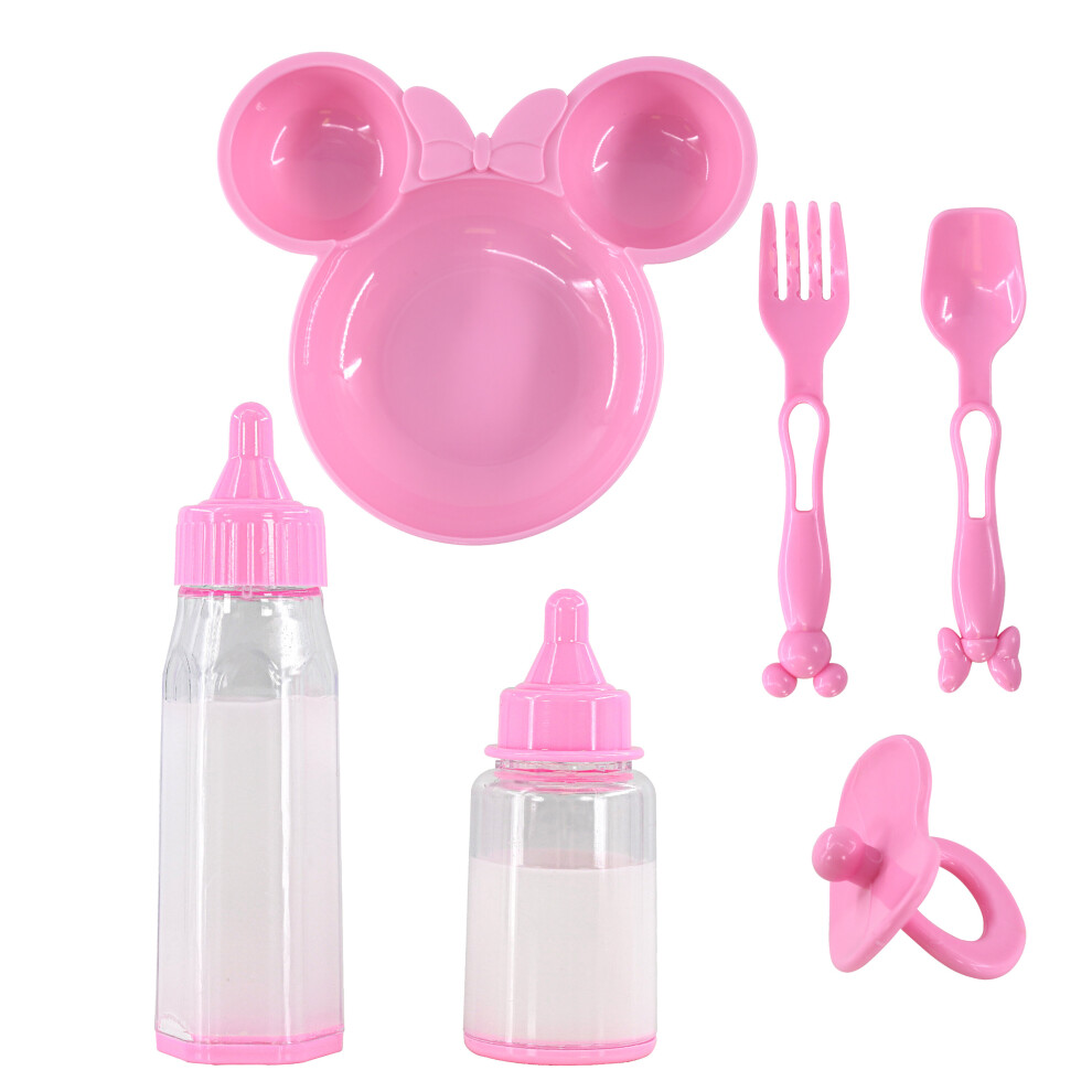 The Magic Toy Shop Bibi Doll Baby Doll Feeding Set 6 Pc Magic Milk Bottles Dummy Spoon Accessories