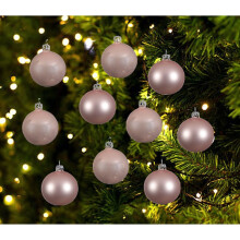 Blush Pink Glass Christmas Tree Baubles Pack of 10 6cm Pink Baubles