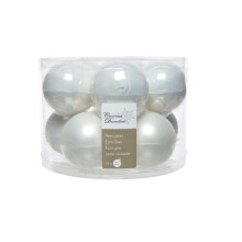 Winter White Glass Christmas Tree Baubles Pack of 10 6cm White Baubles