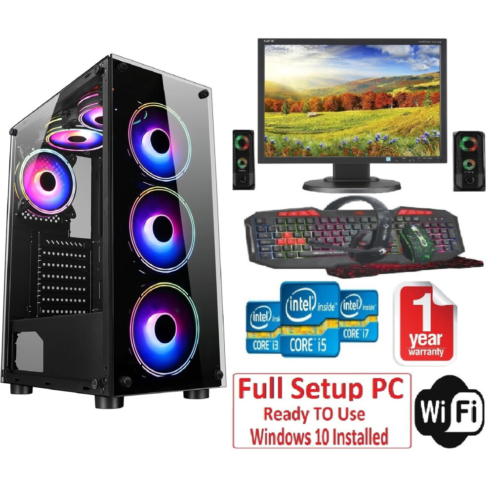 Fast Gaming PC Bundle+Speakers - i5 16GB RAM 1TB GTX1050TI 4GB 6 Fans RGB