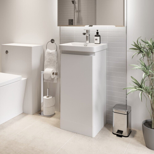 Regis White Free Standing Vanity Unit - 400mm Width