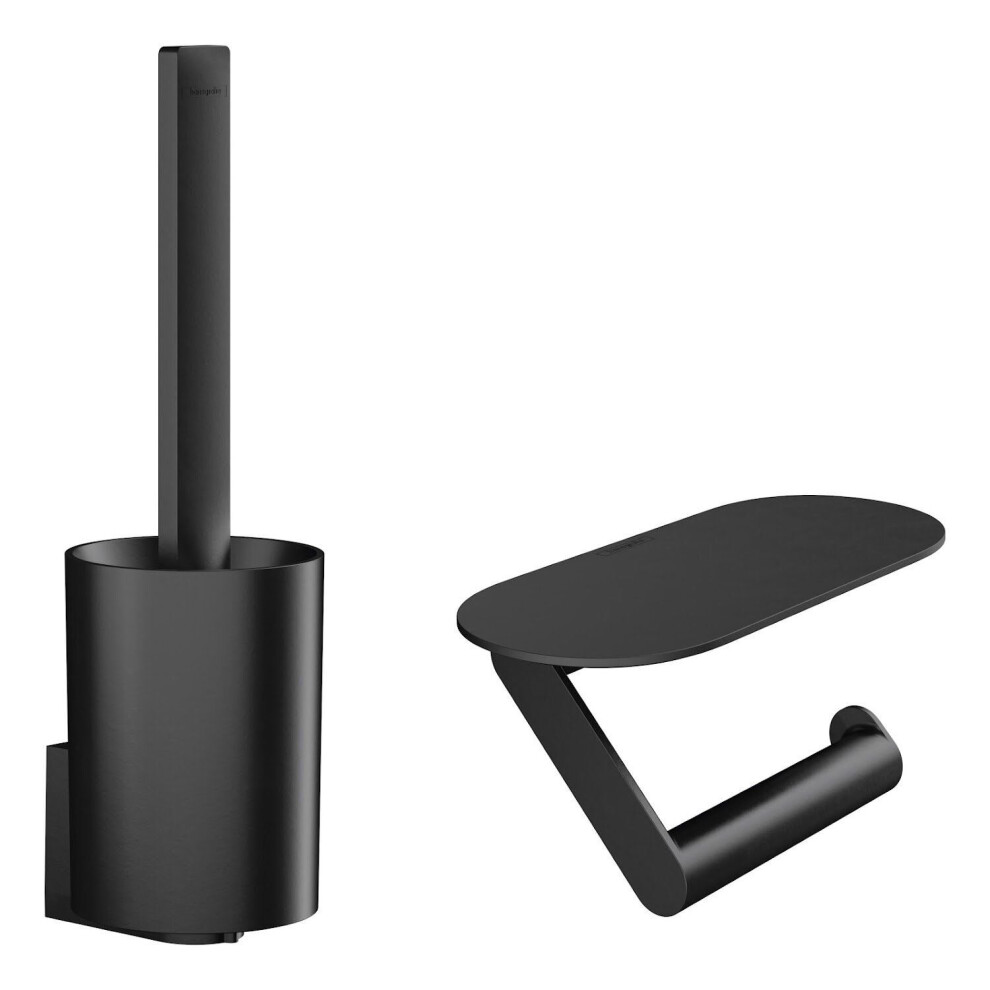 hansgrohe WallStoris Bathroom Accessory Set Toilet Brush Holder Shelf Black