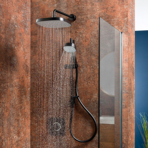 Mira-Showers Mira Evoco Dual Thermostatic Mixer Shower Adjustable Fixed Heads Black Modern 1