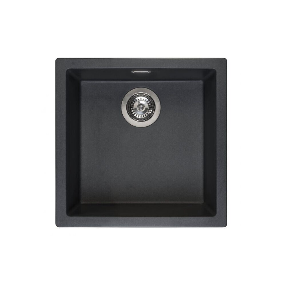 Reginox Amsterdam 40 Integrated Single Bowl Granite Kitchen Sink Black Silvery 8712465032312