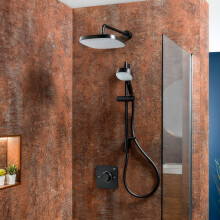 Mira Evoco Dual Thermostatic Mixer Shower Adjustable Fixed Heads Black Modern