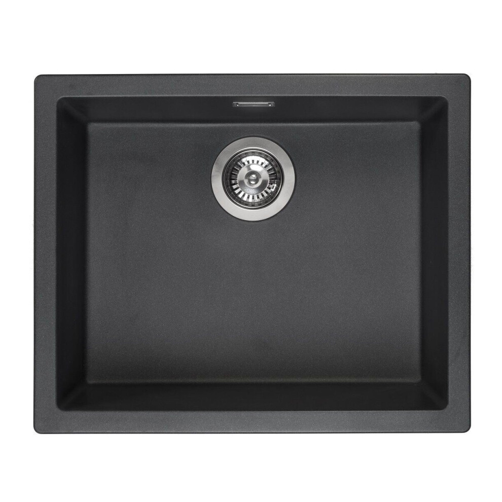 Reginox Amsterdam 50 Integrated Single Bowl Granite Kitchen Sink Black Silvery 8712465030844