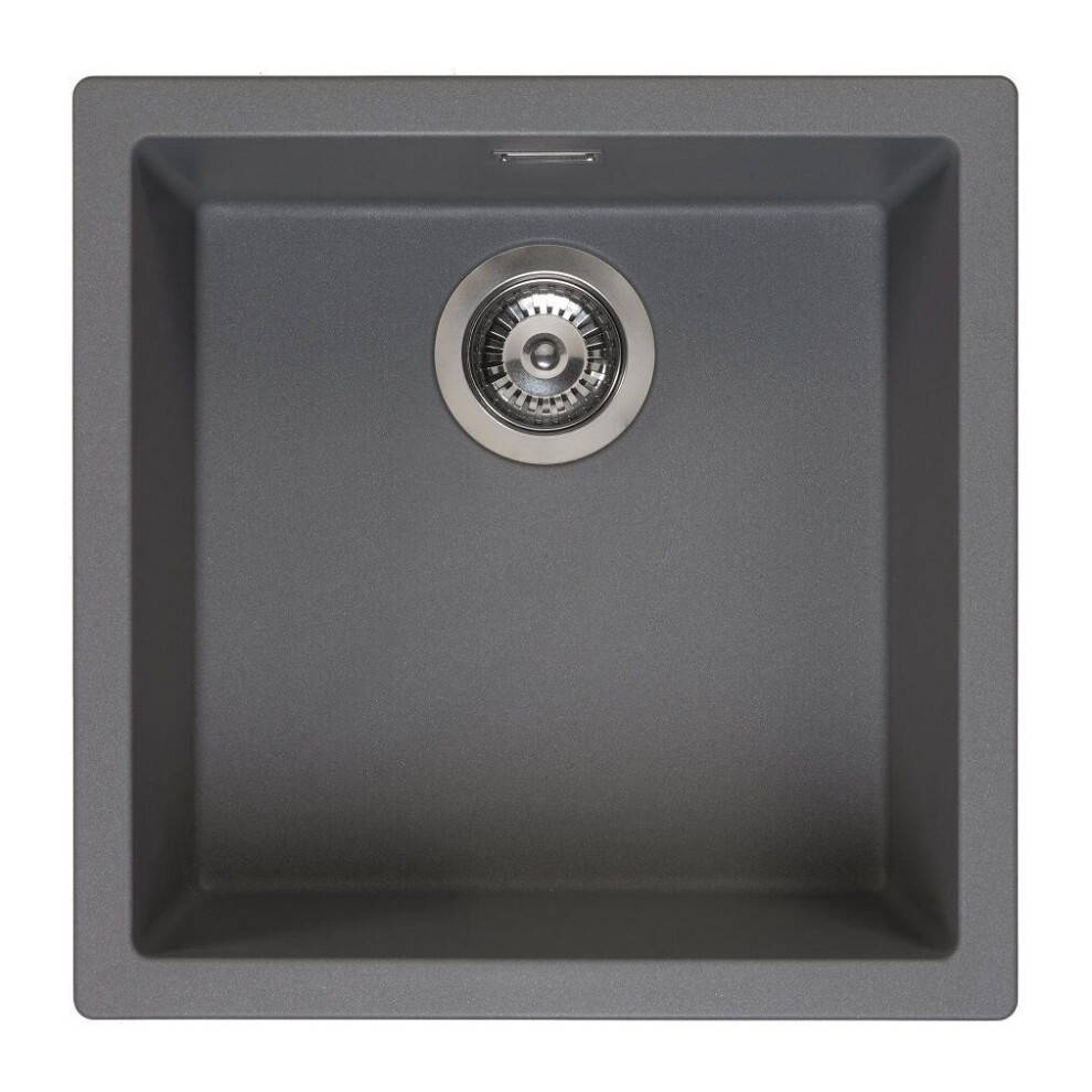 Reginox Grey Amsterdam 40 Integrated Single Bowl Granite Kitchen Sink Silvery