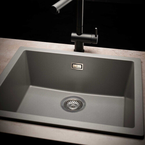 Reginox Amsterdam 40 Integrated Single Bowl Granite Kitchen Sink Grey Silvery 1