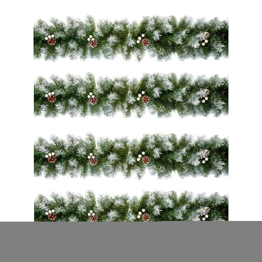 Premier 4 Artificial Christmas Garland Snow Tipped Berry Garland 2.7M Green