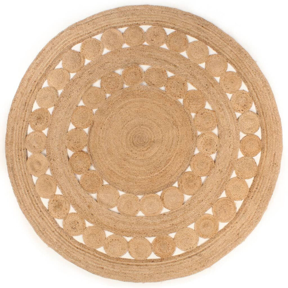 (210 cm) vidaXL Area Rug Braided Design Jute Round Living Room Floor Carpet Multi Sizes