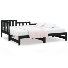 (black, 90 x 190 cm) vidaXL Solid Wood Pine Pull-out Day Bed Wooden Sofa Bed Multi Colours/Sizes