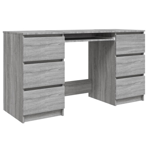VidaXL (grey sonoma) vidaXL Writing Desk Computer Table Workstation Working Desk Engineered Wood