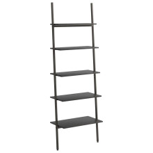 (black) vidaXL Leaning Shelf Bookcase Bookshelf Shelving Unit Storage Rack Organiser