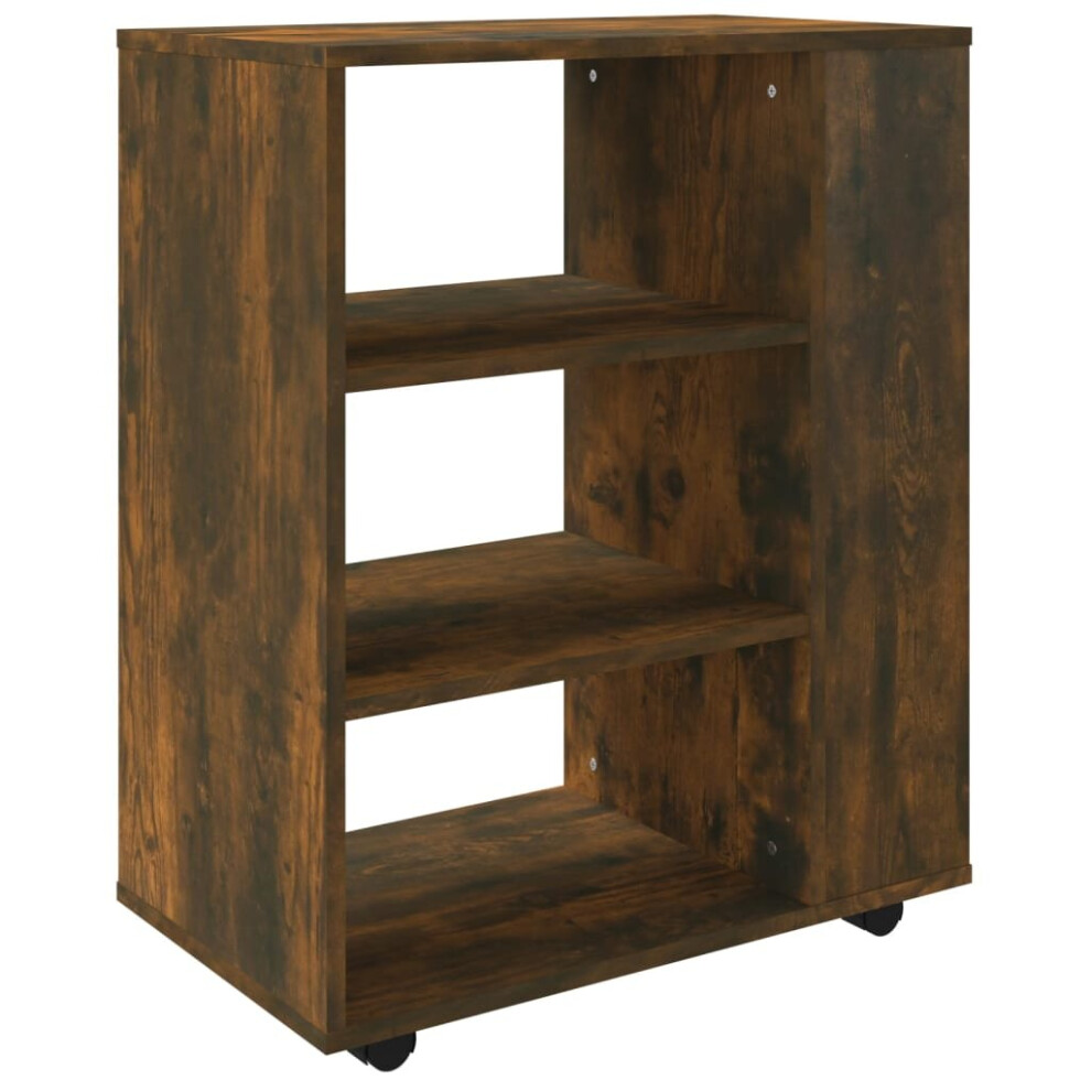 Vidaxl (Smoked Oak) Rolling Cabinet Office Side Table Hall Drawer Cabinet Engineered Wood