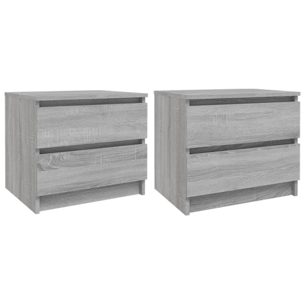 Vidaxl (Grey Sonoma, 2) Bed Cabinet Nightstand Side Table Storage Bed Table Engineered Wood