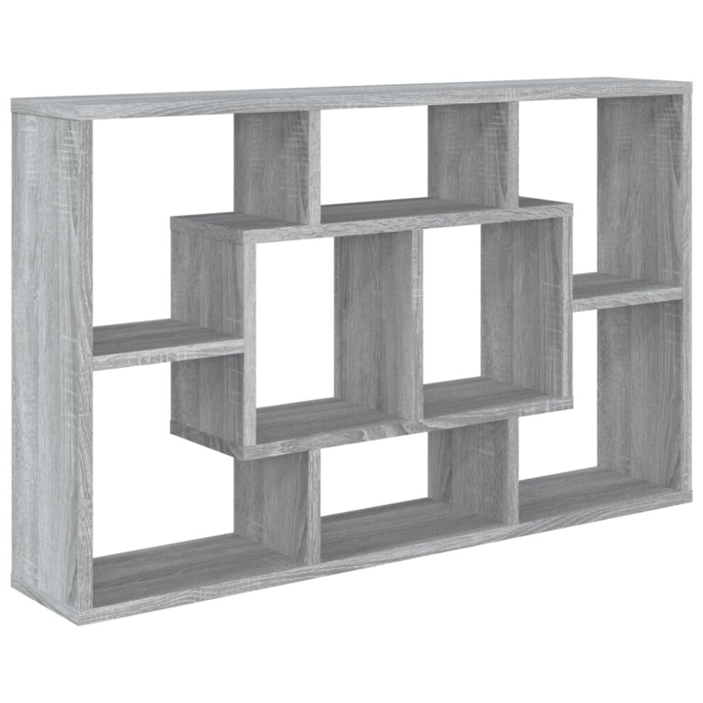 vidaXL - Wall Shelf - 8 Compartment - Grey Sonoma - Image 3