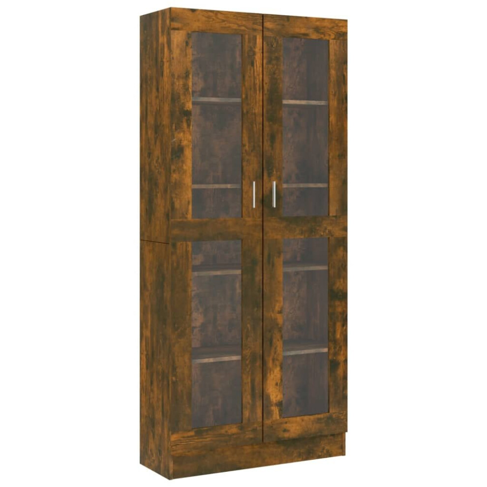 Vidaxl (Smoked Oak) Vitrine Cabinet Book Stand Rack Cupboard Highboard Engineered Wood