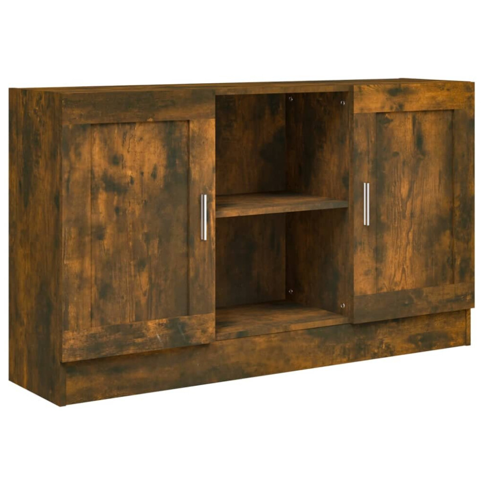 Vidaxl (Smoked Oak) Vitrine Cabinet Sideboard Storage Organiser Cupboard Engineered Wood