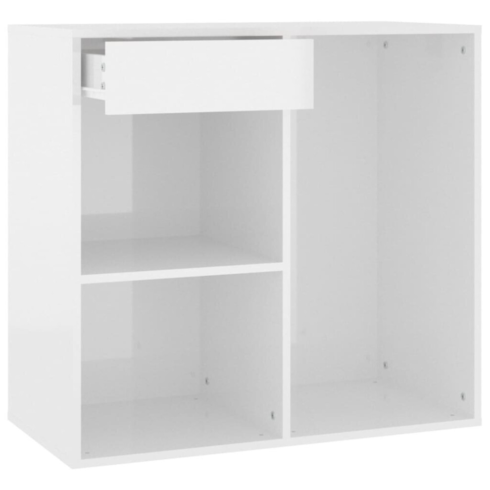 Vidaxl (High Gloss White) Cosmetic Cabinet Dressing Room Storage Makeup Cupboard Engineered Wood