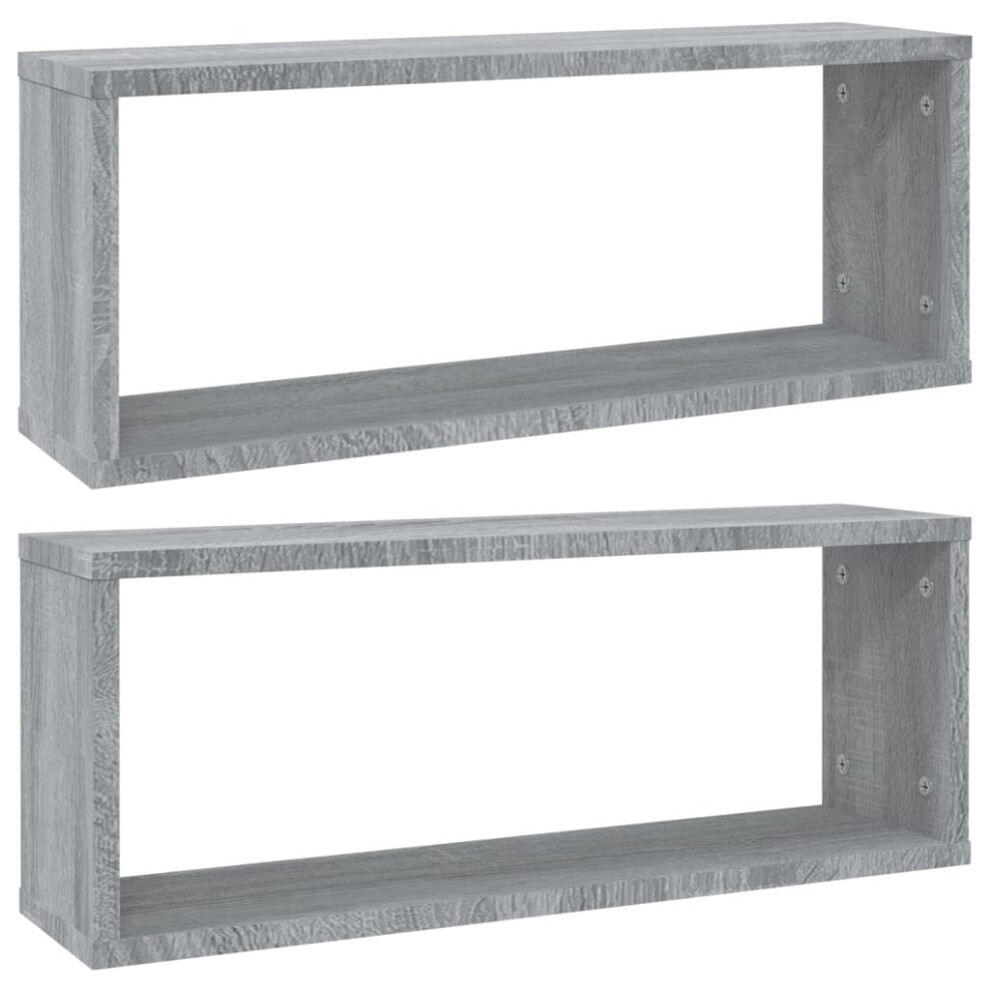 (grey sonoma, 2) vidaXL 2/4/6x Wall Cube Shelves Engineered Wood Wall Cabinet Multi Colours