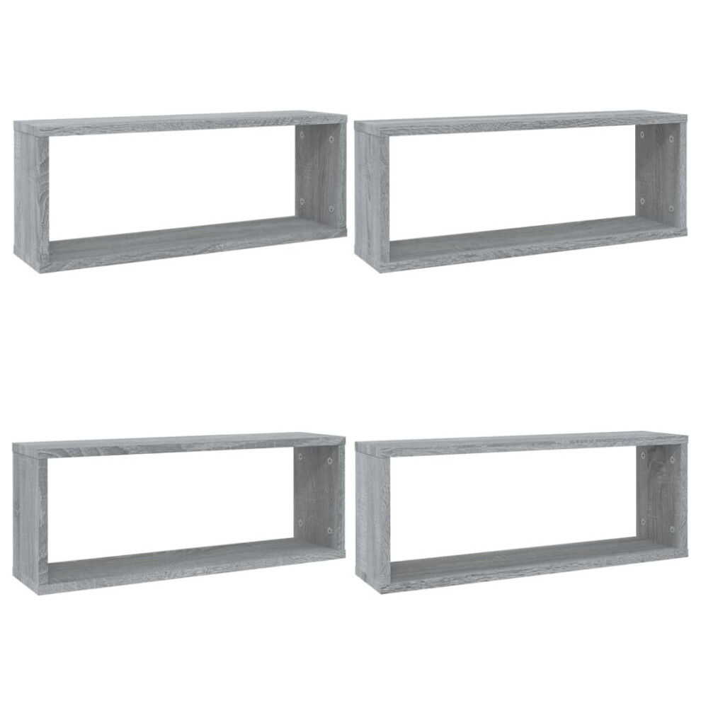 Vidaxl (Grey Sonoma, 4) Wall Cube Shelves Wall Rack Wall-Mounted Storage Shelf Engineered Wood