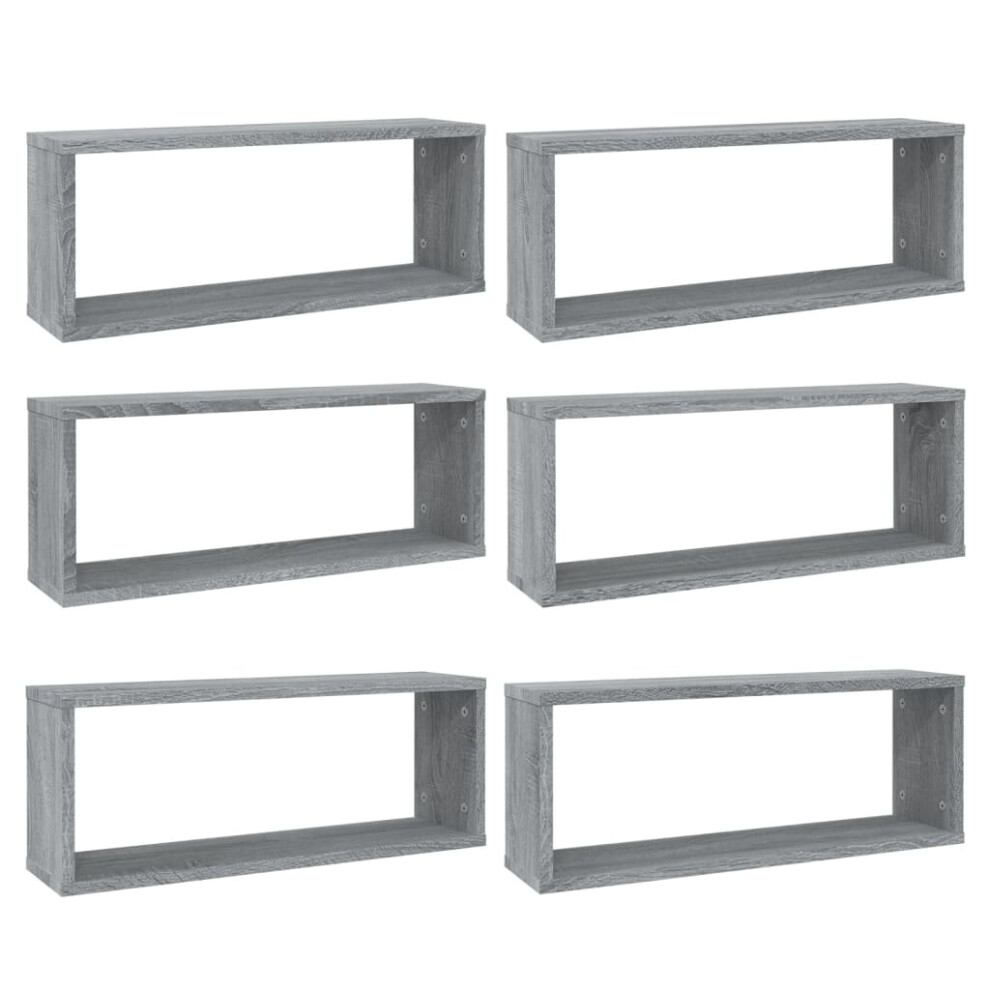 (grey sonoma, 6) vidaXL 2/4/6x Wall Cube Shelves Engineered Wood Wall Cabinet Multi Colours