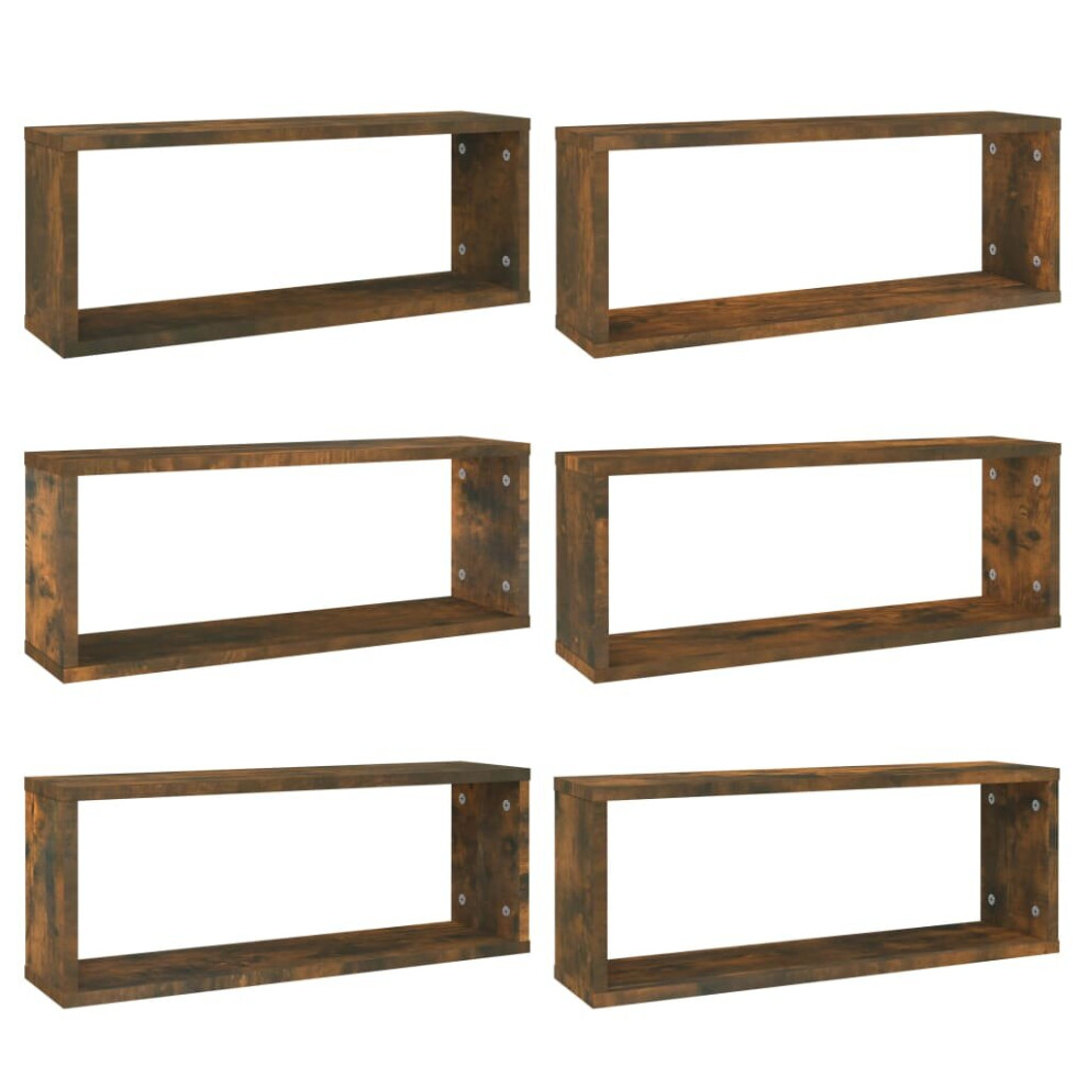 (smoked oak, 6) vidaXL 2/4/6x Wall Cube Shelves Engineered Wood Wall Cabinet Multi Colours