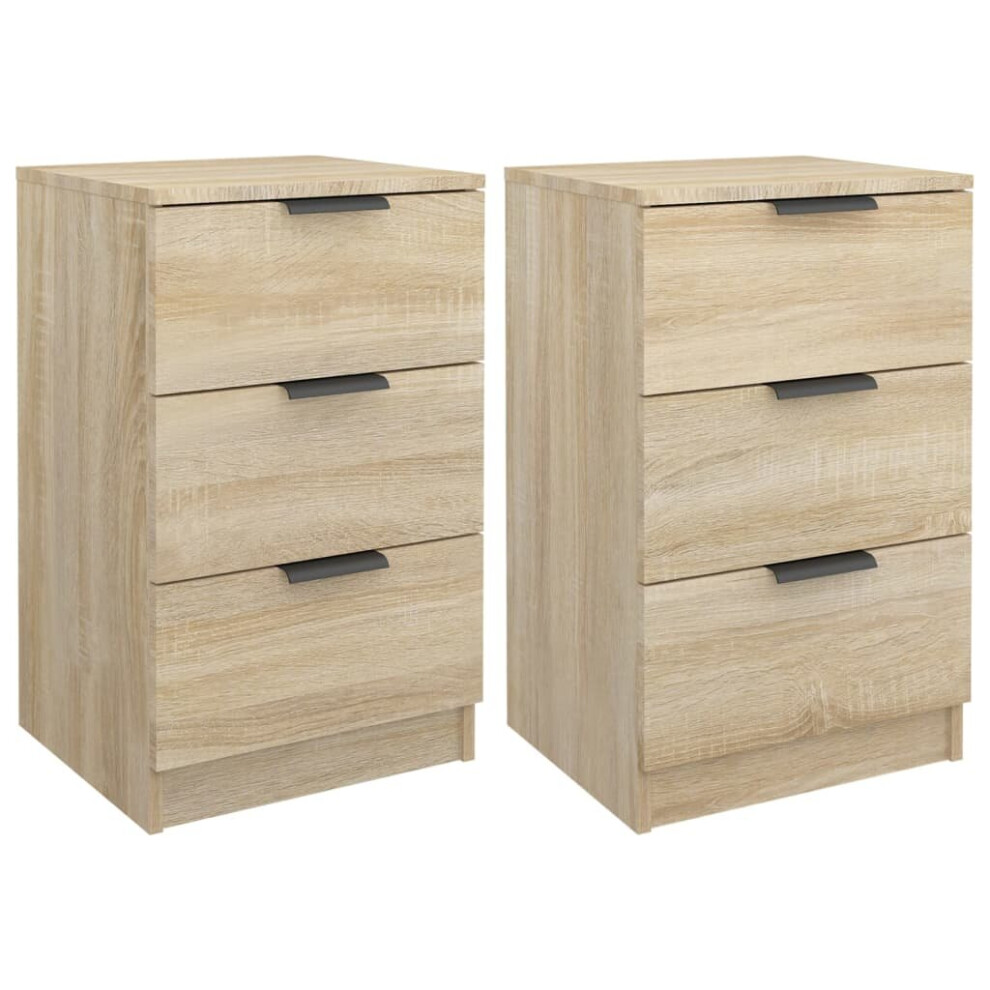 Vidaxl (Sonoma Oak, 2) Bedside Cabinets Night Stand End Table Side Table Bed Drawer Cabinet