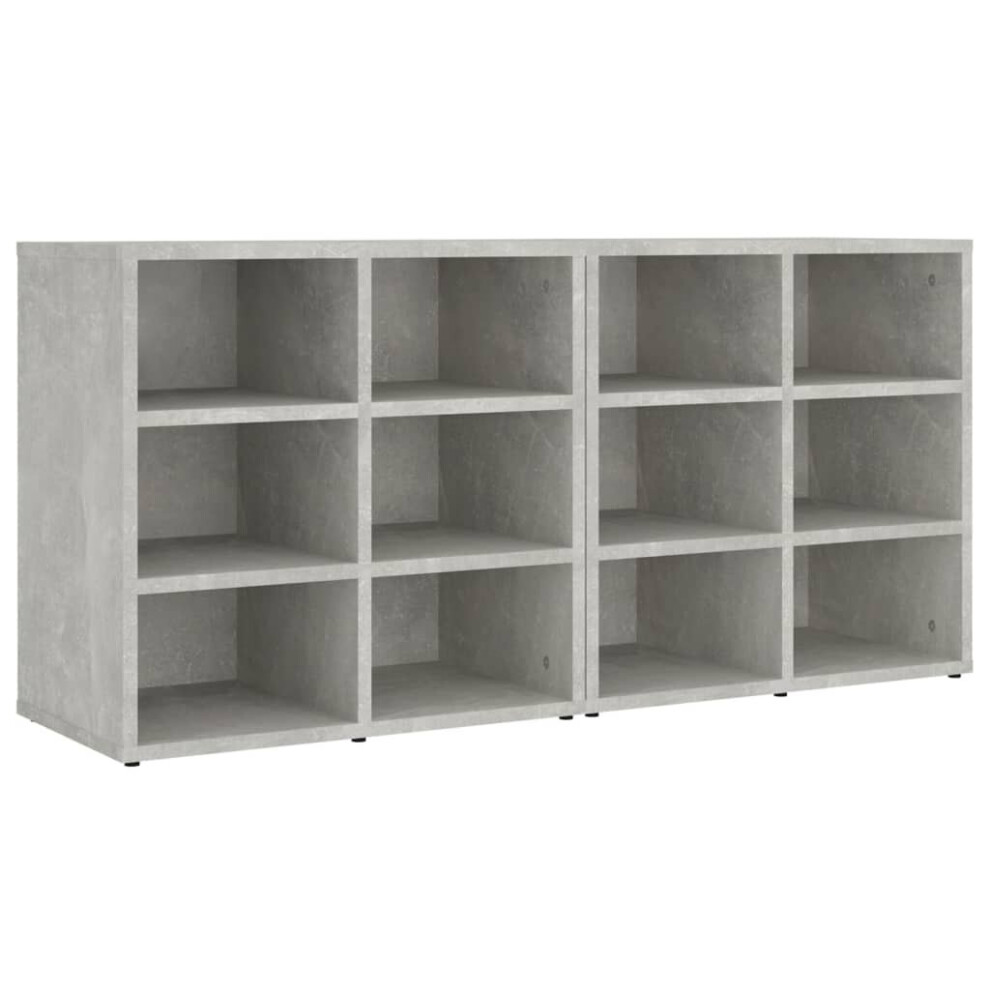 Vidaxl (Concrete Grey, 2) Shoe Cabinet Hallway Wall Mounted Shoe Storage Rack Shelf Cupboard