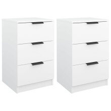 (white, 2) vidaXL Bedside Cabinets Night Stand End Table Side Table Bed Drawer Cabinet