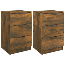 (smoked oak, 2) vidaXL Bedside Cabinets Night Stand End Table Side Table Bed Drawer Cabinet
