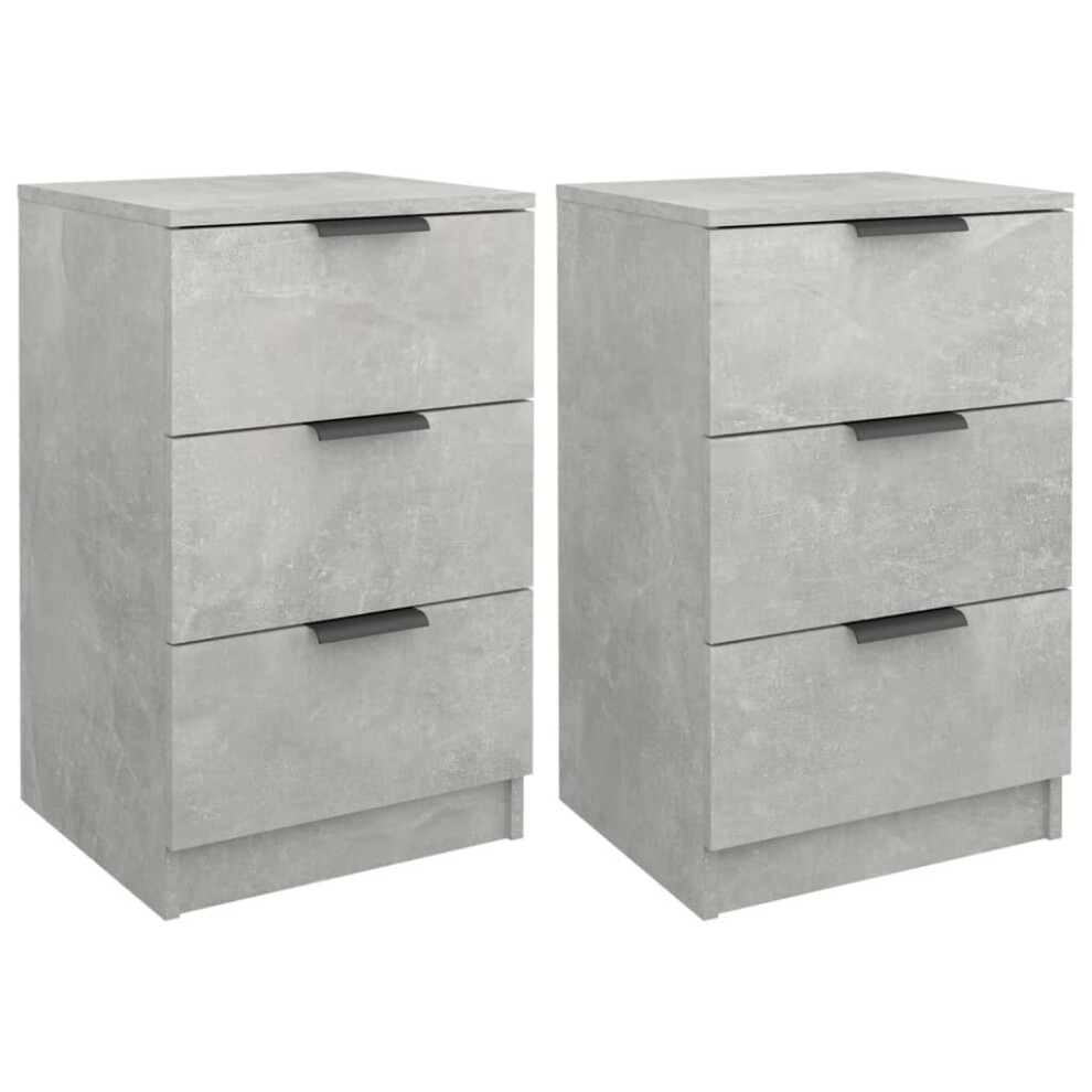 Vidaxl (Concrete Grey, 2) Bedside Cabinets Night Stand End Table Side Table Bed Drawer Cabinet