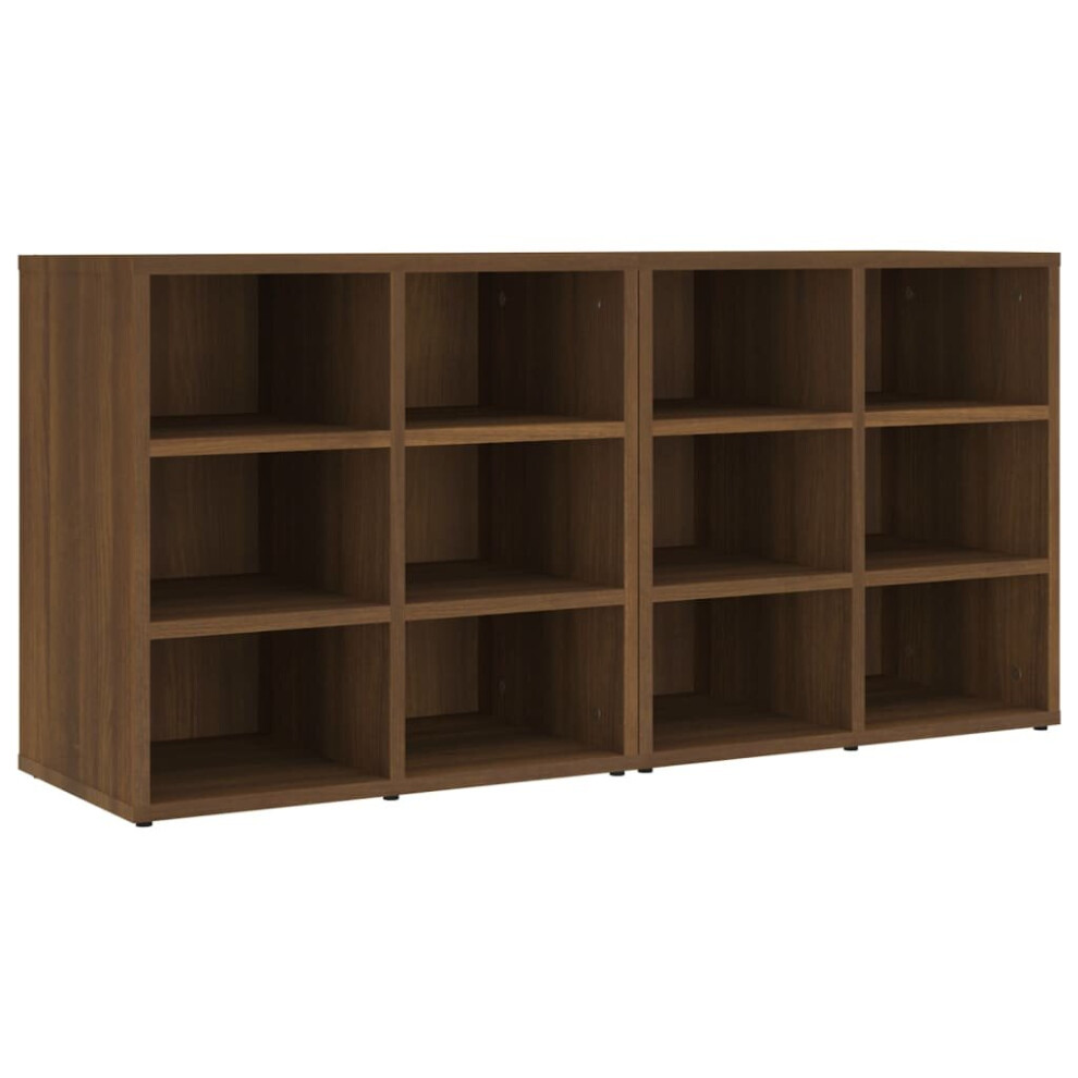 Vidaxl (Brown Oak, 2) Shoe Cabinet Hallway Wall Mounted Shoe Storage Rack Shelf Cupboard